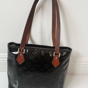 Louis Vuitton Vernis Houston Black and Brown Monogram Bag